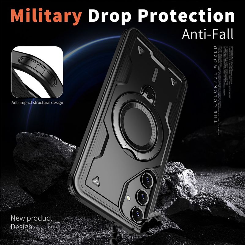 Laptop, Telefoane si Tablete - Telefoane mobile si accesorii - Accesorii Telefoane - Huse telefoane - Husa military armour cu inel metalic, ALC MOBILE, compatibila cu Samsung Galaxy A16, Negru - Infinity.ro