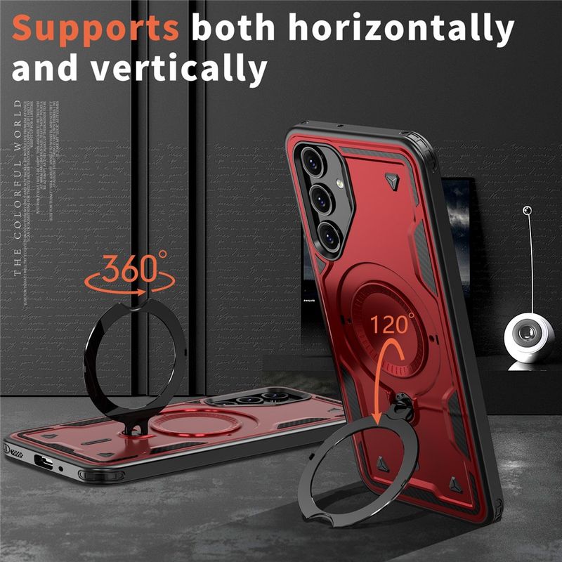 Laptop, Telefoane si Tablete - Telefoane mobile si accesorii - Accesorii Telefoane - Huse telefoane - Husa military armour cu inel metalic, ALC MOBILE, compatibila cu Samsung Galaxy A14, Rosu - Infinity.ro