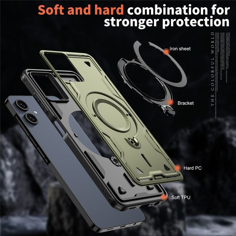 Laptop, Telefoane si Tablete - Telefoane mobile si accesorii - Accesorii Telefoane - Huse telefoane - Husa military armour cu inel metalic, ALC MOBILE, compatibila cu Samsung Galaxy A06, Verde - Infinity.ro