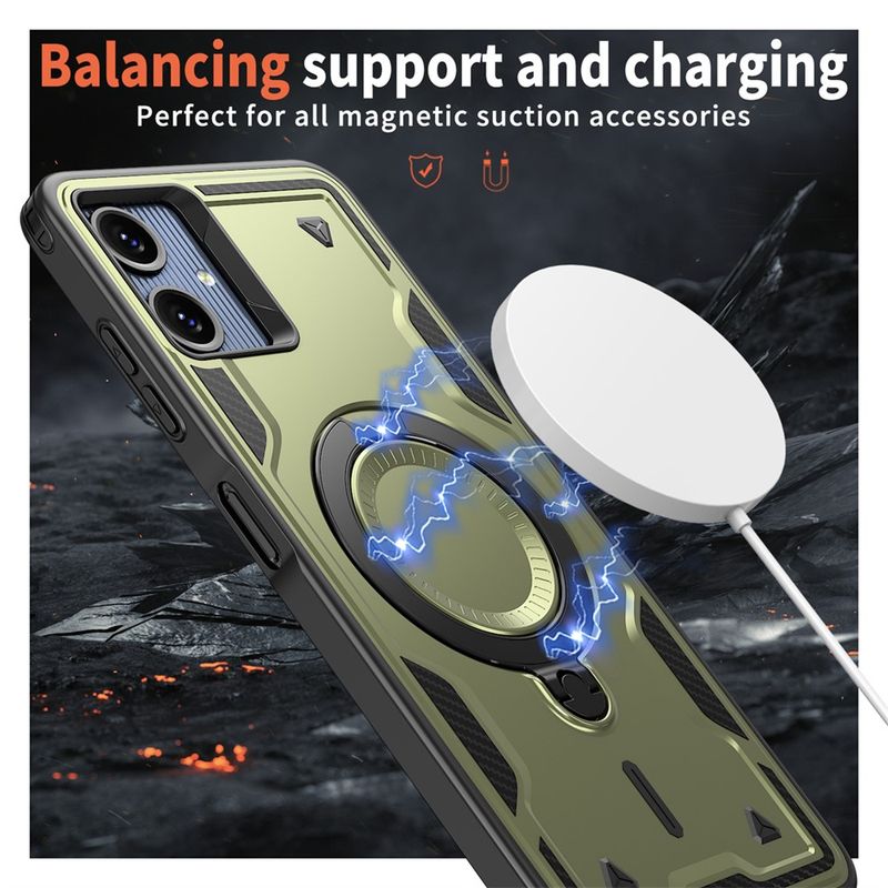 Laptop, Telefoane si Tablete - Telefoane mobile si accesorii - Accesorii Telefoane - Huse telefoane - Husa military armour cu inel metalic, ALC MOBILE, compatibila cu Samsung Galaxy A06, Verde - Infinity.ro