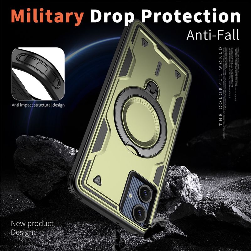 Laptop, Telefoane si Tablete - Telefoane mobile si accesorii - Accesorii Telefoane - Huse telefoane - Husa military armour cu inel metalic, ALC MOBILE, compatibila cu Samsung Galaxy A06, Verde - Infinity.ro