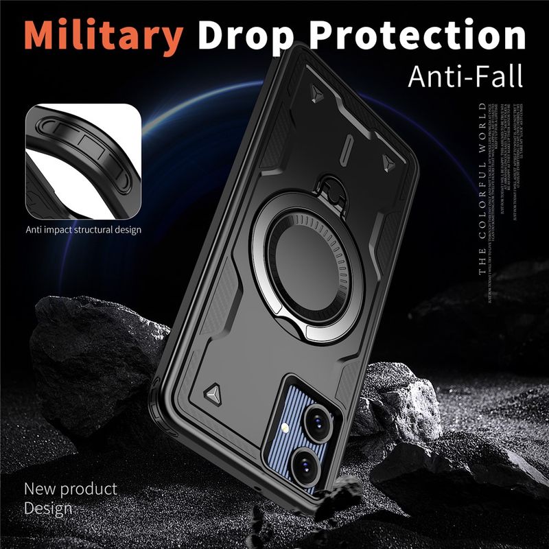 Laptop, Telefoane si Tablete - Telefoane mobile si accesorii - Accesorii Telefoane - Huse telefoane - Husa military armour cu inel metalic, ALC MOBILE, compatibila cu Samsung Galaxy A06, Negru - Infinity.ro