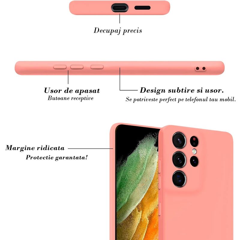 Laptop, Telefoane si Tablete - Telefoane mobile si accesorii - Accesorii Telefoane - Huse telefoane - Husa Soft Touch, slim, ALC Mobile, anti soc, compatibila cu Samsung Galaxy S22 Ultra, Roz Tpu - Infinity.ro