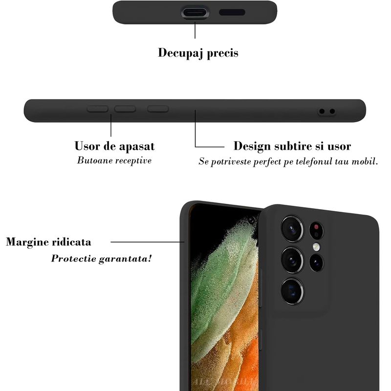 Laptop, Telefoane si Tablete - Telefoane mobile si accesorii - Accesorii Telefoane - Huse telefoane - Husa Soft Touch, slim, ALC Mobile, anti soc, compatibila cu Samsung Galaxy S21 Ultra, Negru Tpu - Infinity.ro