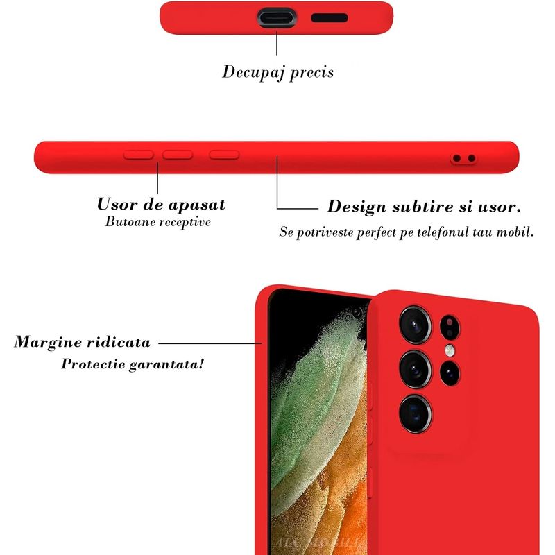 Laptop, Telefoane si Tablete - Telefoane mobile si accesorii - Accesorii Telefoane - Huse telefoane - Husa Soft Touch, slim, ALC Mobile, anti soc, compatibila cu Samsung Galaxy S21 Ultra, Rosu Tpu - Infinity.ro