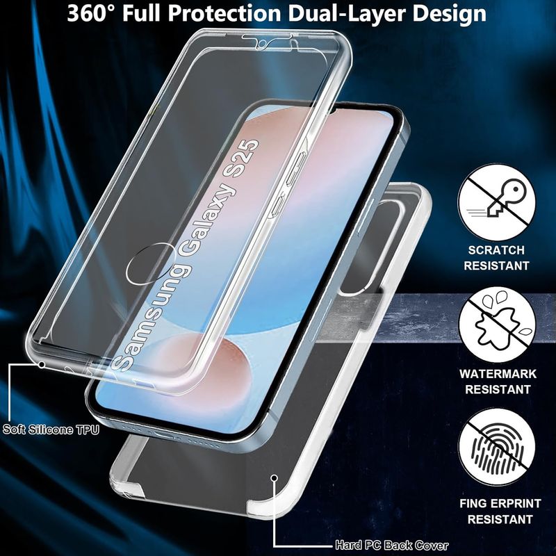 Laptop, Telefoane si Tablete - Telefoane mobile si accesorii - Accesorii Telefoane - Huse telefoane - Husa 360 ALC Mobile, compatibila cu Samsung Galaxy S25, V2 Transparent fata+spate - Infinity.ro