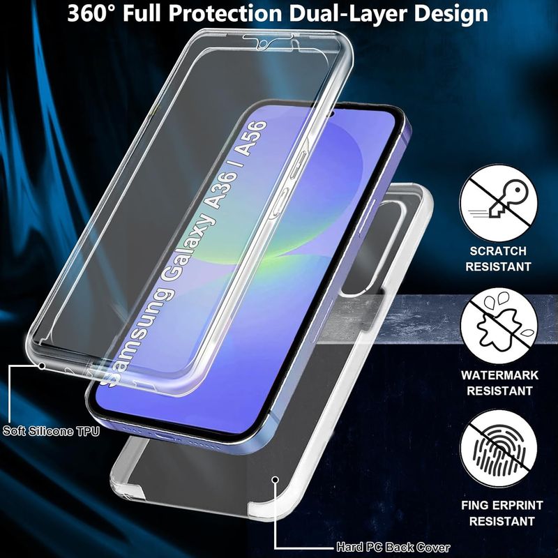 Laptop, Telefoane si Tablete - Telefoane mobile si accesorii - Accesorii Telefoane - Huse telefoane - Husa 360 compatibila cu Samsung Galaxy A36 / A56 - V2 Transparent fata si spate - Infinity.ro