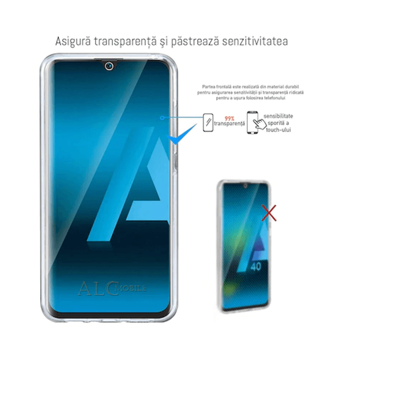 Laptop, Telefoane si Tablete - Telefoane mobile si accesorii - Accesorii Telefoane - Huse telefoane - Husa 360 compatibila cu Samsung Galaxy A41 V2 Transparent fata+spate - Infinity.ro