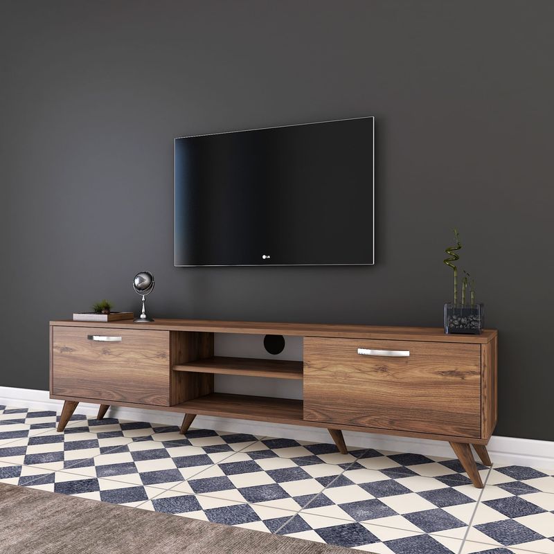 Casa si Gradina - Mobilier - Comode si corpuri - Comode - Comoda tv, Hanah Home, pal melaminat, nuc, 180x35x48.6 cm - Infinity.ro
