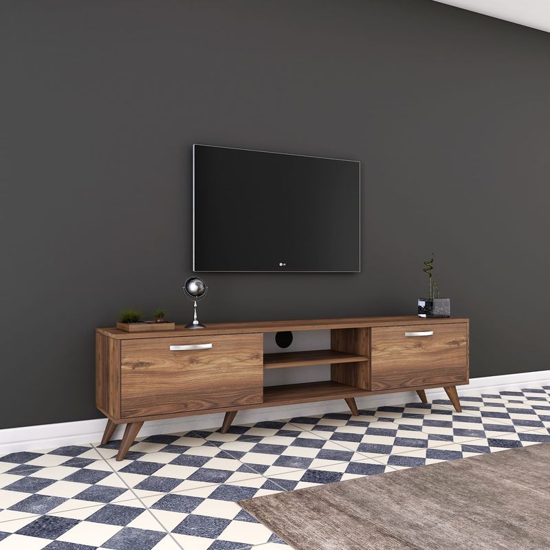 Casa si Gradina - Mobilier - Comode si corpuri - Comode - Comoda tv, Hanah Home, pal melaminat, nuc, 180x35x48.6 cm - Infinity.ro