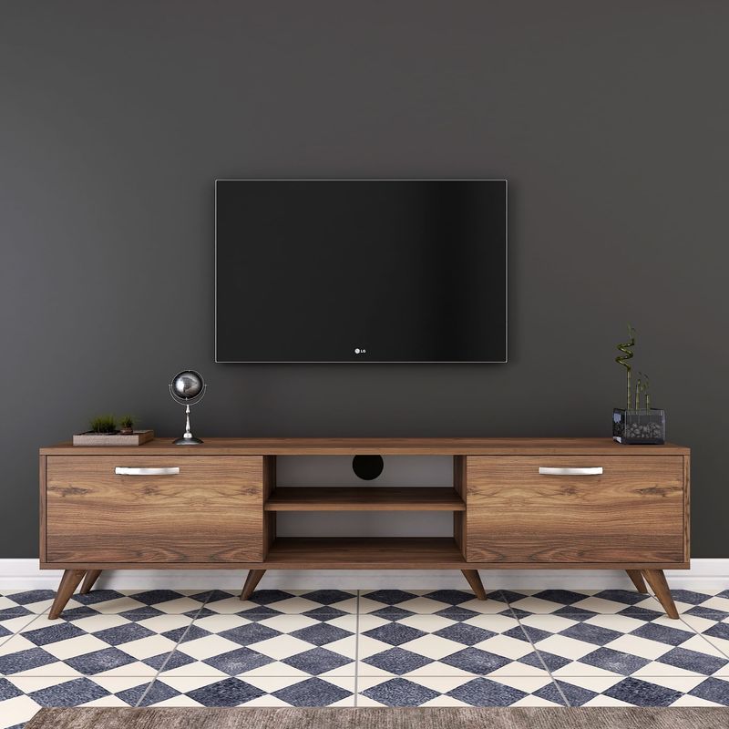 Casa si Gradina - Mobilier - Comode si corpuri - Comode - Comoda tv, Hanah Home, pal melaminat, nuc, 180x35x48.6 cm - Infinity.ro