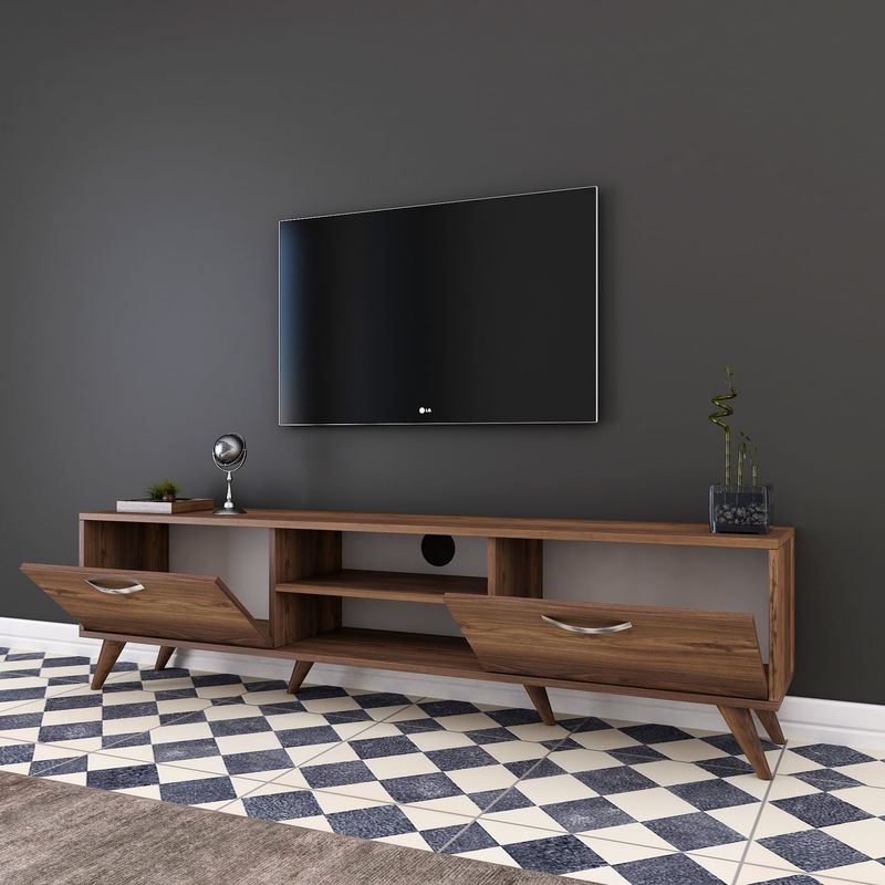 Casa si Gradina - Mobilier - Comode si corpuri - Comode - Comoda tv, Hanah Home, pal melaminat, nuc, 180x35x48.6 cm - Infinity.ro