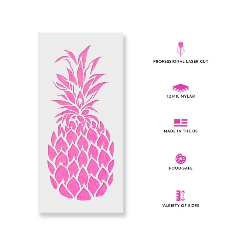 Casa si Gradina - Decoratiuni - DIY - Sabloane decorative pereti - Sablon Perete vopsire, tencuiala 0.7mm Pineapple Stencil Refolosibil, model MXSP7166, 100 x 100 mm - Infinity.ro