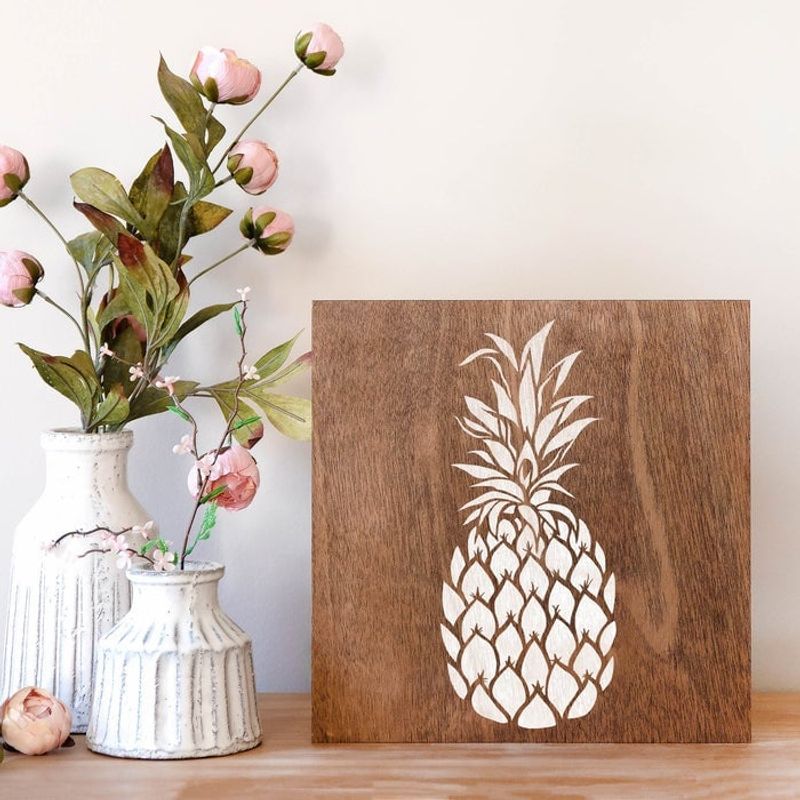 Casa si Gradina - Decoratiuni - DIY - Sabloane decorative pereti - Sablon Perete vopsire, tencuiala 0.7mm Pineapple Stencil Refolosibil, model MXSP7166, 100 x 100 mm - Infinity.ro