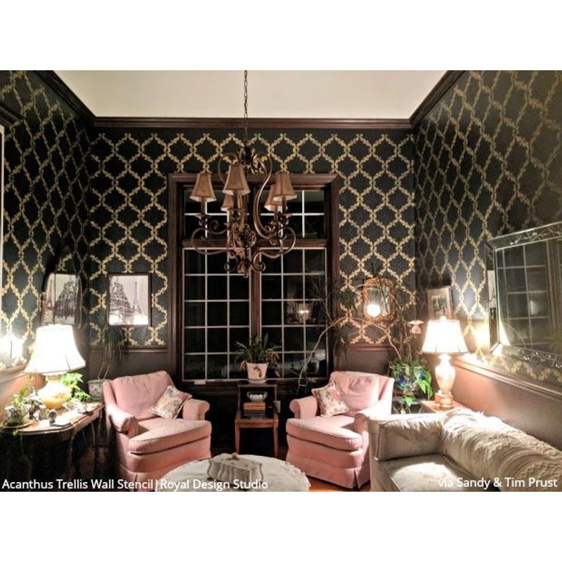 Casa si Gradina - Decoratiuni - DIY - Sabloane decorative pereti - Sablon Perete vopsire, tencuiala dimensiune 900x600 x mm grosime 0,7mm Acanthus Trellis model MXSP7511 - Infinity.ro