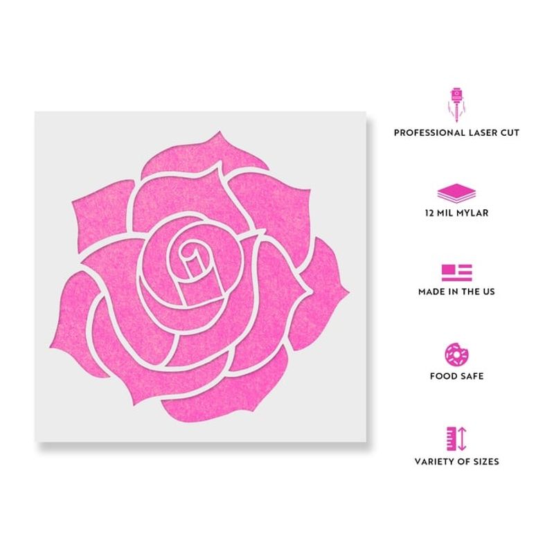 Casa si Gradina - Decoratiuni - DIY - Sabloane decorative pereti - Sablon Perete vopsire, tencuiala 0.7mm Rose Stencil Refolosibil, model MXSP7167, 200 x 200 mm - Infinity.ro