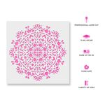 Casa si Gradina - Decoratiuni - DIY - Sabloane decorative pereti - Sablon Perete vopsire, tencuiala 0.7mm Bliss Mandala Refolosibil, model MXSP7147, 200 x 200 mm - Infinity.ro