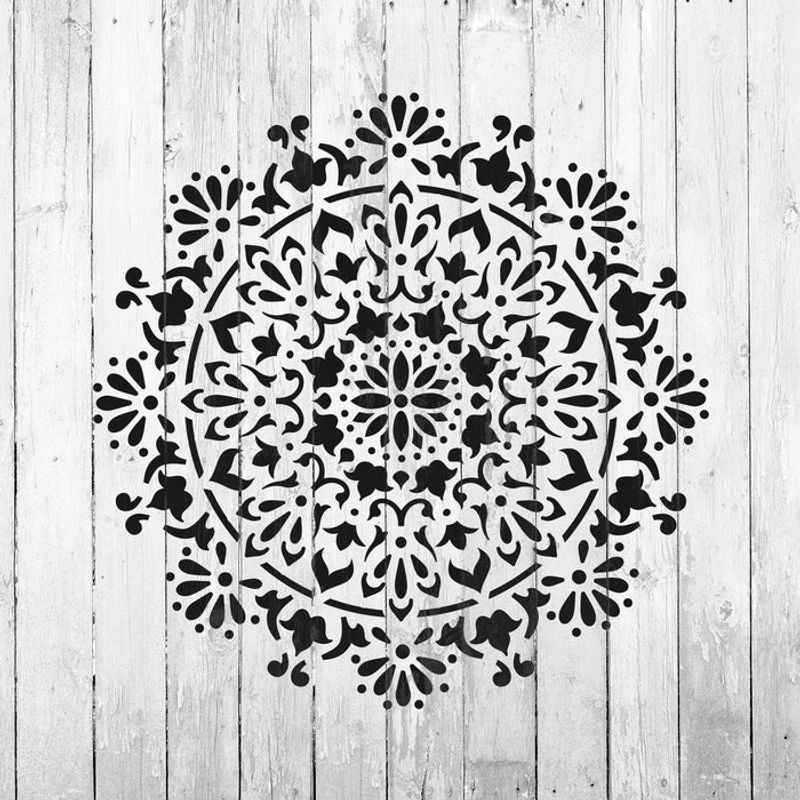 Casa si Gradina - Decoratiuni - DIY - Sabloane decorative pereti - Sablon Perete vopsire, tencuiala 0.7mm Bliss Mandala Refolosibil, model MXSP7147, 200 x 200 mm - Infinity.ro