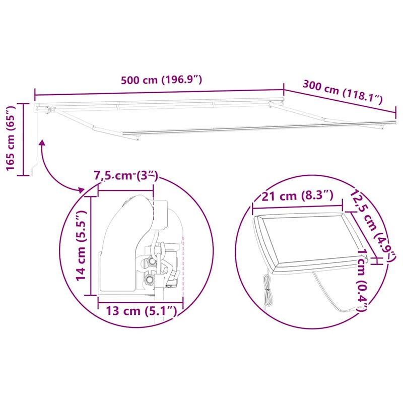 Casa si Gradina - Gradina si terasa - Umbrele si pavilioane - Pavilioane - Cortina Retractabila with Manual Albastru si alb 5 x 3 m - Infinity.ro