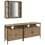 Casa si Gradina - Mobilier - Seturi de mobilier - Seturi baie - Set toaleta 3 piese  din lemn de stejar facut manual - Infinity.ro