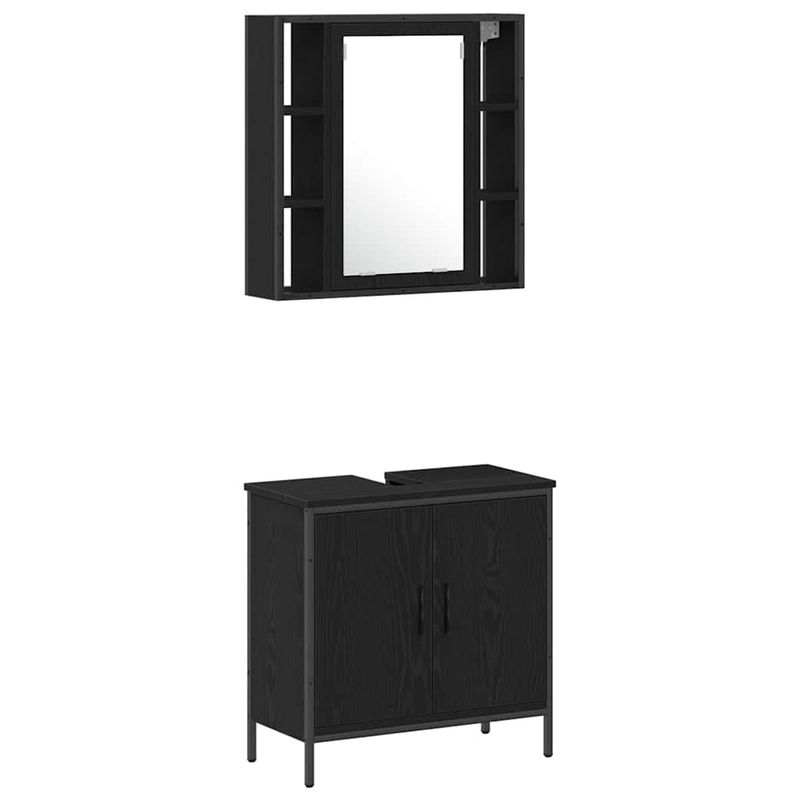 Casa si Gradina - Mobilier - Seturi de mobilier - Seturi baie - Set de mobila pentru baie 4 piese Negru Stejar Lemn prelucrat - Infinity.ro