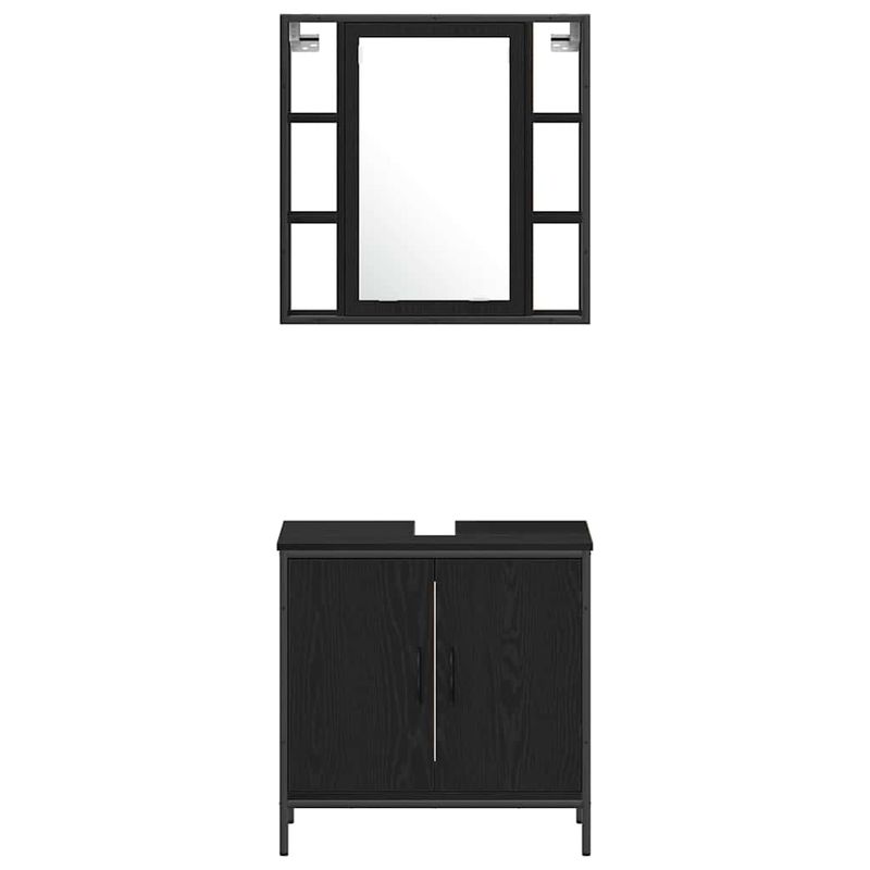 Casa si Gradina - Mobilier - Seturi de mobilier - Seturi baie - Set de mobila pentru baie 4 piese Negru Stejar Lemn prelucrat - Infinity.ro