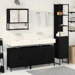 Casa si Gradina - Mobilier - Seturi de mobilier - Seturi baie - Set Mobilier Baie de 4 Piese in Stejar Negru si Lemn Prelucrat - Infinity.ro
