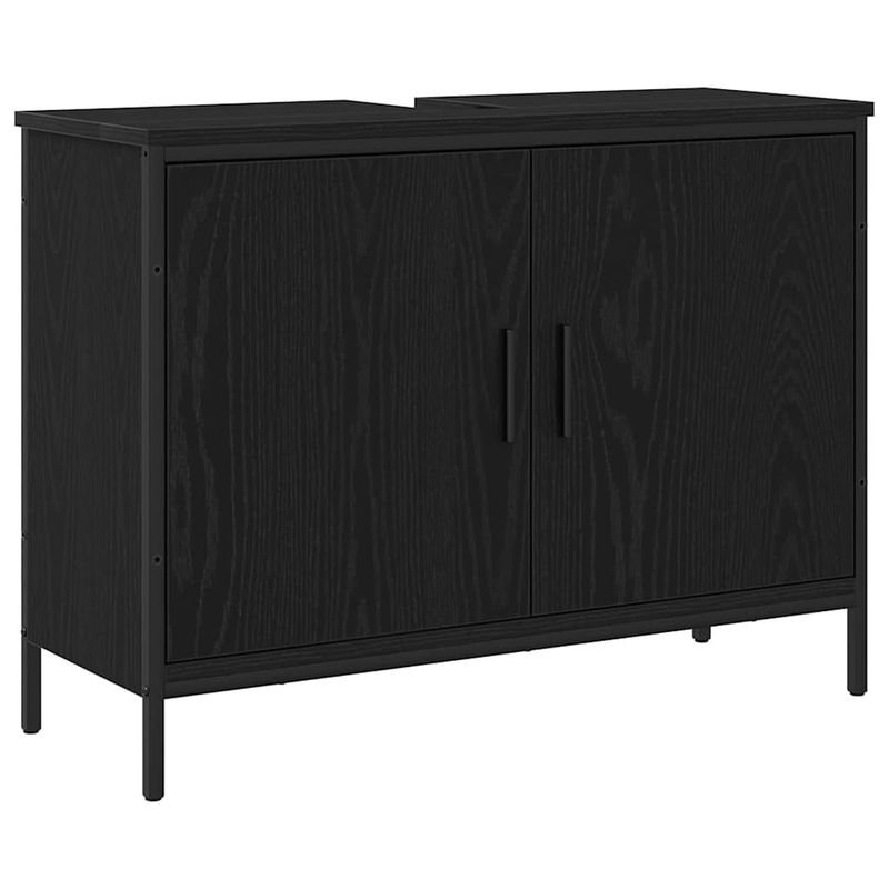 Casa si Gradina - Mobilier - Seturi de mobilier - Seturi baie - Set Mobilier Baie de 4 Piese in Stejar Negru si Lemn Prelucrat - Infinity.ro