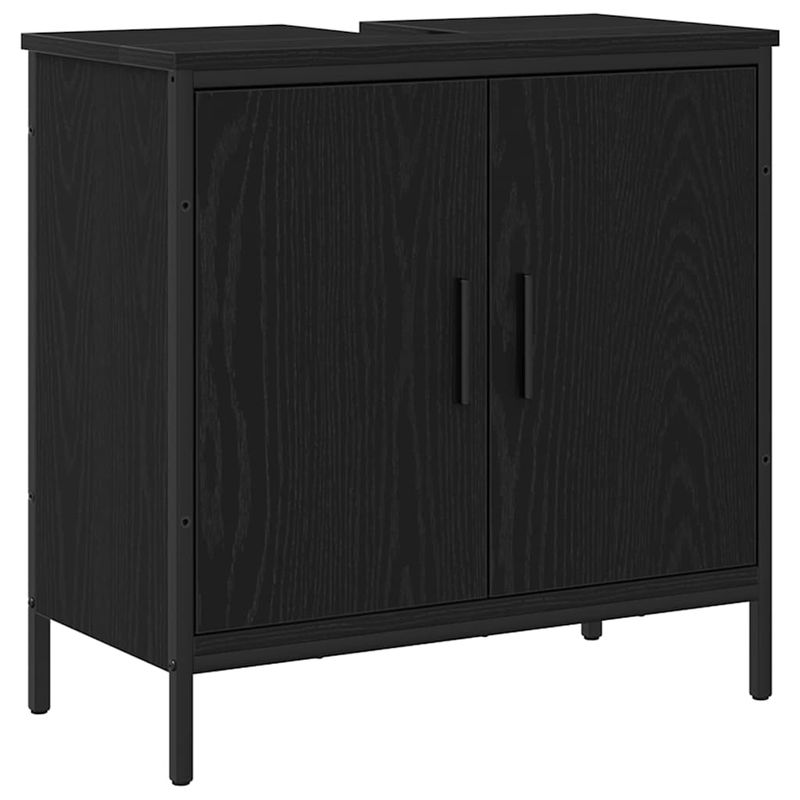 Casa si Gradina - Mobilier - Seturi de mobilier - Seturi baie - Set Mobilier Baie de 4 Piese in Stejar Negru si Lemn Prelucrat - Infinity.ro