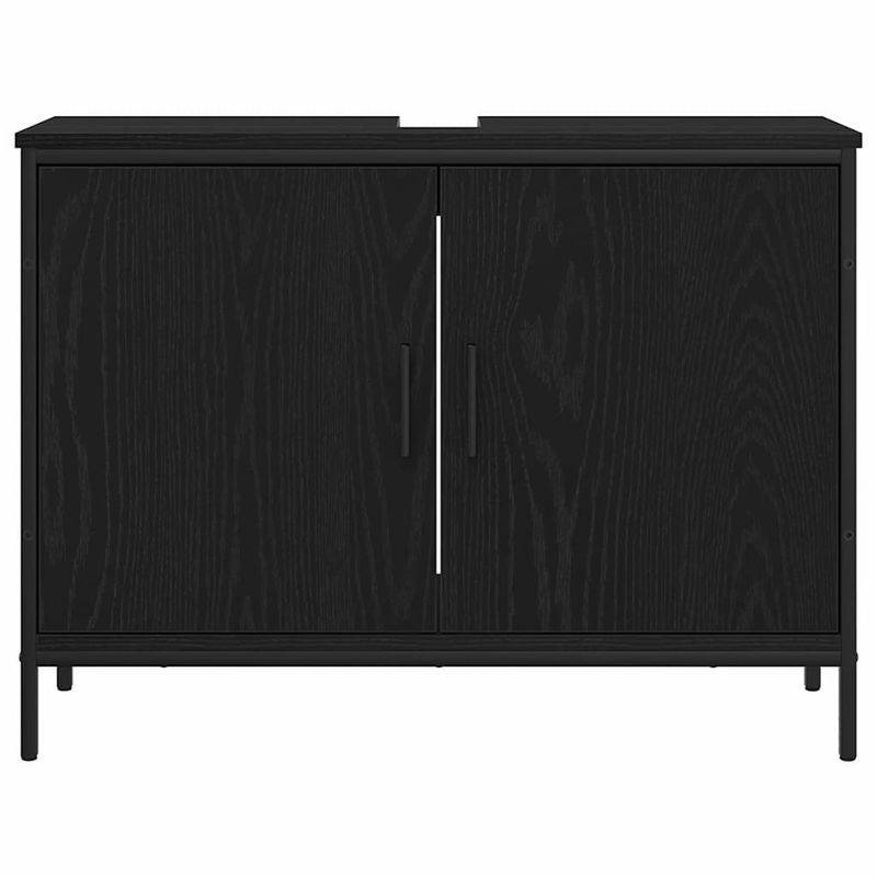Casa si Gradina - Mobilier - Seturi de mobilier - Seturi baie - Set Mobilier Baie de 4 Piese in Stejar Negru si Lemn Prelucrat - Infinity.ro