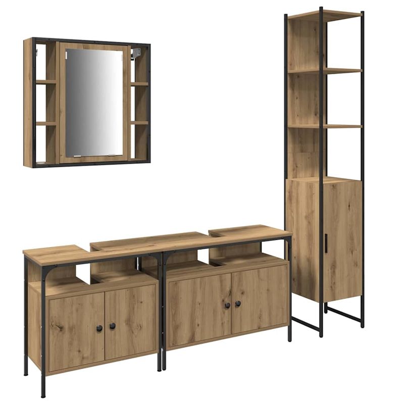 Casa si Gradina - Mobilier - Seturi de mobilier - Seturi baie - Set baie 4 piese din stejar artisan - Infinity.ro
