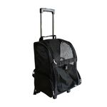 Petshop - Accesorii petshop - Culcusuri si custi - Genti si articole transport - Carucior / Troler cu rucsac transport animale mici, 35x32 cm, max. 105 cm, cu roti si maner extensibil, negru - Infinity.ro