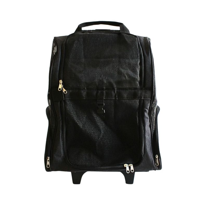 Petshop - Accesorii petshop - Culcusuri si custi - Genti si articole transport - Carucior / Troler cu rucsac transport animale mici, 35x32 cm, max. 105 cm, cu roti si maner extensibil, negru - Infinity.ro