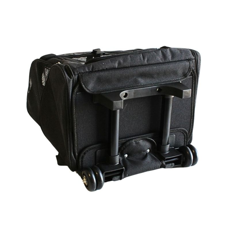 Petshop - Accesorii petshop - Culcusuri si custi - Genti si articole transport - Carucior / Troler cu rucsac transport animale mici, 35x32 cm, max. 105 cm, cu roti si maner extensibil, negru - Infinity.ro