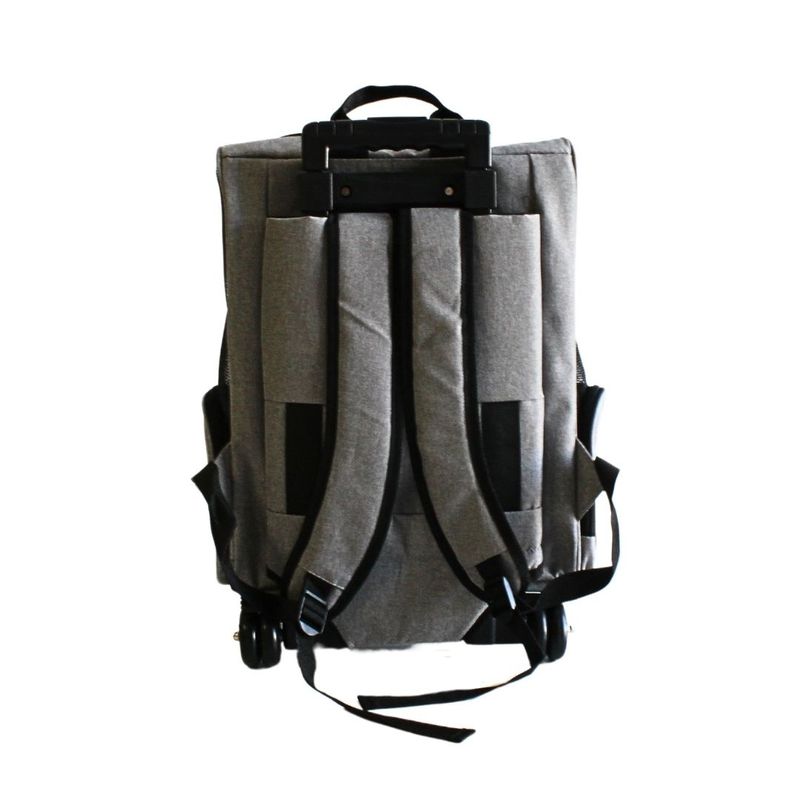 Petshop - Accesorii petshop - Culcusuri si custi - Genti si articole transport - Carucior / Troler cu rucsac transport animale mici, 35x32 cm, max. 105 cm, cu roti si maner extensibil, gri - Infinity.ro