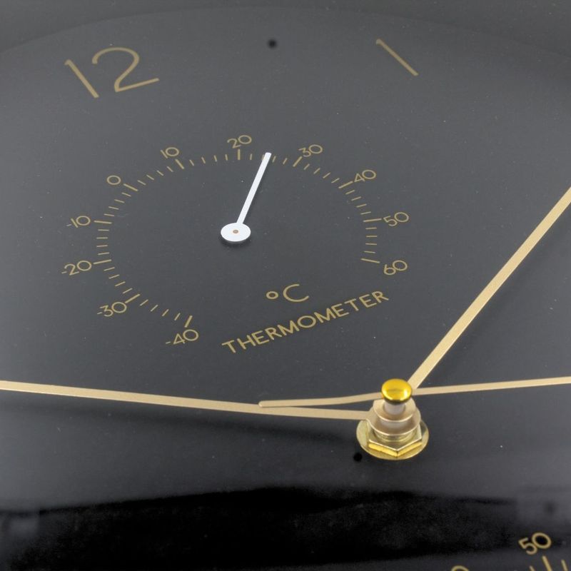 Casa si Gradina - Decoratiuni - Ceasuri - Ceas de perete cu statie meteo, 34 cm, negru cu auriu, design modern - Infinity.ro