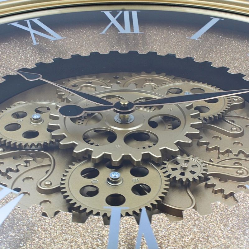 Casa si Gradina - Decoratiuni - Ceasuri - Ceas de Perete Vintage Auriu cu Mecanism Rotativ – Ø50,7 cm - Infinity.ro