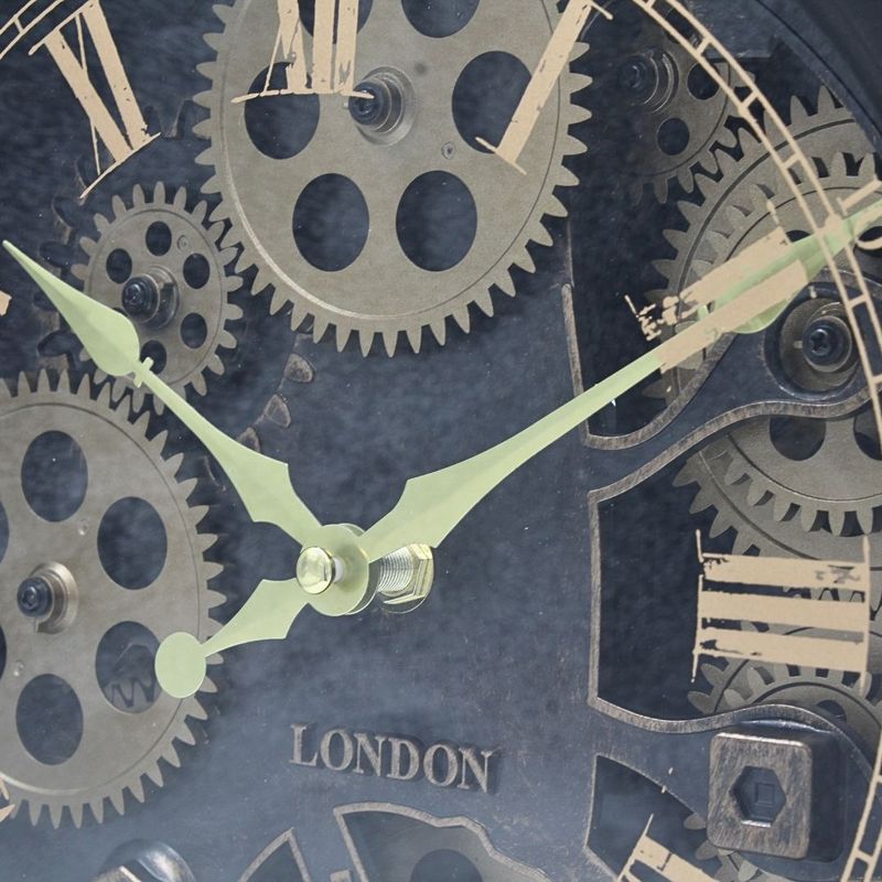 Casa si Gradina - Decoratiuni - Ceasuri - Ceas decorativ stil vintage – mecanism vizibil, cifre romane aurii, design cu roti dintate - Infinity.ro