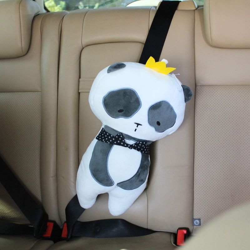 Jucarii, Copii si Bebe - Carucioare si articole de transport - Accesorii transport copii - Perna pentru centura de siguranta copii, model Panda, Giftdesign, 48x28 cm, microfibra + bumbac PP - Infinity.ro