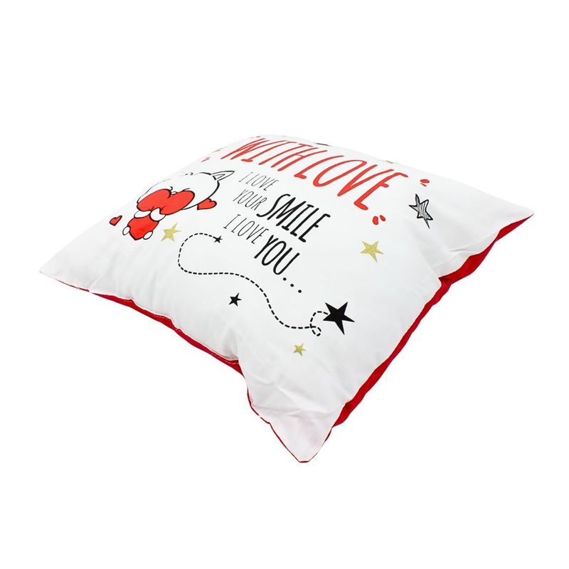 Casa si Gradina - Textile si covoare - Perne si pilote - Perne decorative - Perna decorativa Nekupto - "With Love / I Love Your Smile", 30x30 cm, bumbac - Infinity.ro