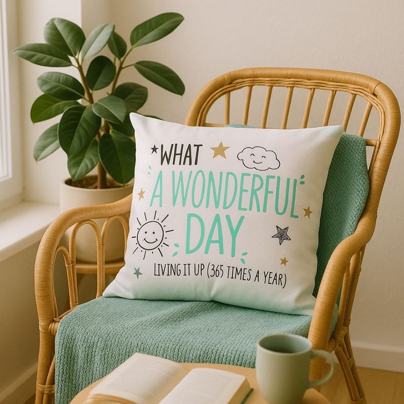 Casa si Gradina - Textile si covoare - Perne si pilote - Perne decorative - Perna decorativa Nekupto - "What a Wonderful Day", 30x30 cm, bumbac - Infinity.ro