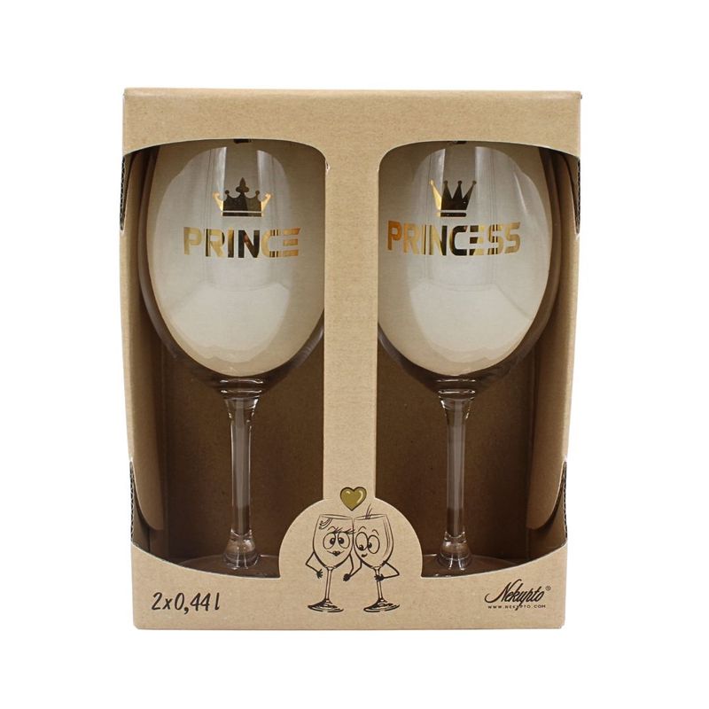 Casa si Gradina - Bucatarie si vesela - Cani si pahare - Pahare - Set 2 pahare vin, cristal ecologic, 440 ml, Nekupto - Prince & Princess - Infinity.ro