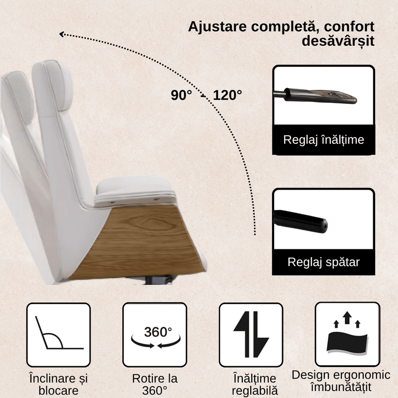 Casa si Gradina - Mobilier - Scaune si fotolii - Scaune - Scaun birou, directorial, material piele PU HD, suport ergonomic pentru cap si gat, functie de leganare, cotiere moi - Infinity.ro