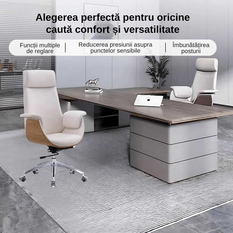 Casa si Gradina - Mobilier - Scaune si fotolii - Scaune - Scaun birou, directorial, material piele PU HD, suport ergonomic pentru cap si gat, functie de leganare, cotiere moi - Infinity.ro