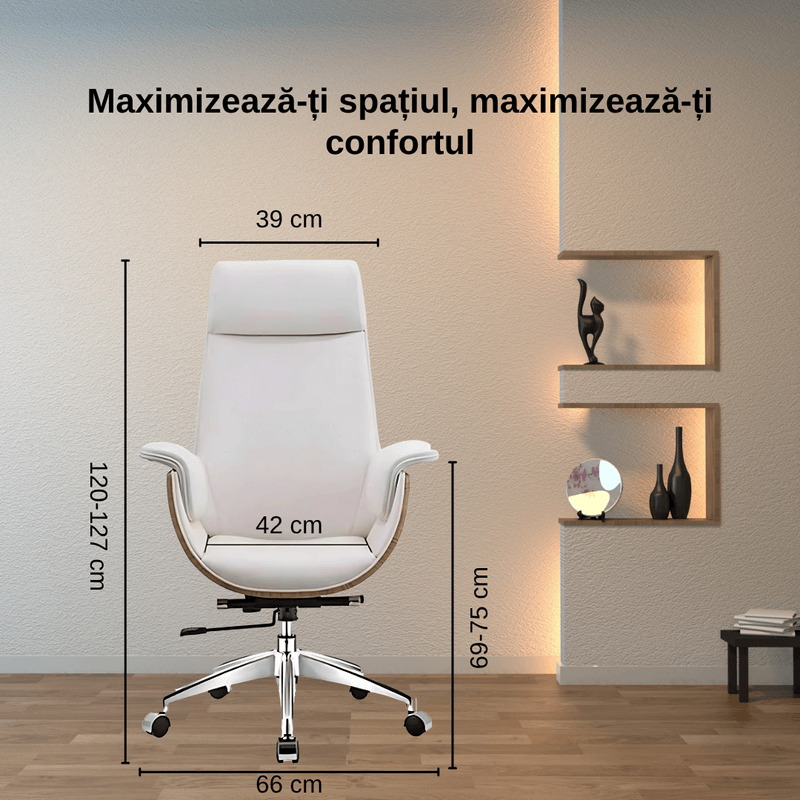 Casa si Gradina - Mobilier - Scaune si fotolii - Scaune - Scaun birou, directorial, material piele PU HD, suport ergonomic pentru cap si gat, functie de leganare, cotiere moi - Infinity.ro