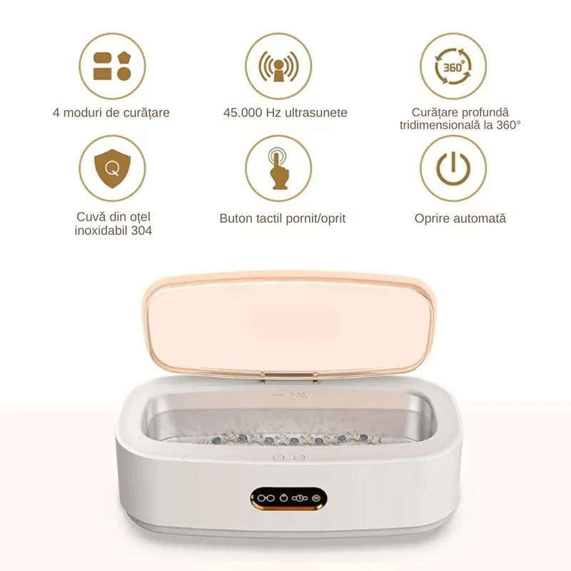 Ingrijire personala si Cosmetice - Sanatate si wellness - Aparate medicale - Dispozitive si accesorii medicale uz casnic - Aparat de Curatare Bijuterii cu Ultrasunete LUDORA®, Inox, 45kHz, 4 Moduri de Curatare, Sterilizare si Dezinfectare - Infinity.ro