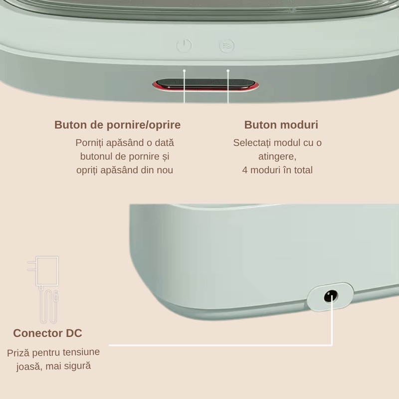 Ingrijire personala si Cosmetice - Sanatate si wellness - Aparate medicale - Dispozitive si accesorii medicale uz casnic - Aparat de Curatare Bijuterii cu Ultrasunete LUDORA®, Inox, 45kHz, 4 Moduri de Curatare, Sterilizare si Dezinfectare - Infinity.ro