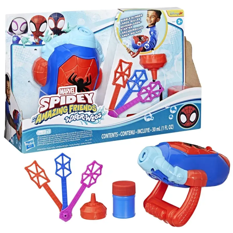 Jucarii, Copii si Bebe - Jucarii si jocuri - Figurine - Spidey Si Prietenii Lui Uimitori Marvel Water Webs Lansator Bule De Sapun - Infinity.ro