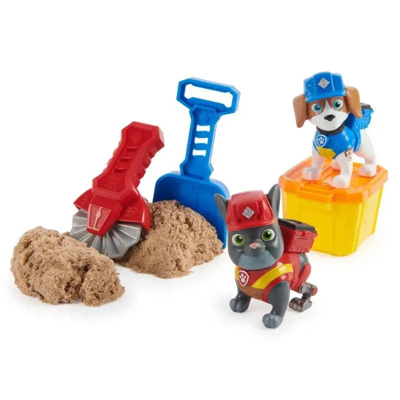 Jucarii, Copii si Bebe - Jucarii si jocuri - Figurine - Patrula Catelusilor Rubble Si Echipa Charger Si Wheeler Constructie Cu Nisip Kinetic - Infinity.ro