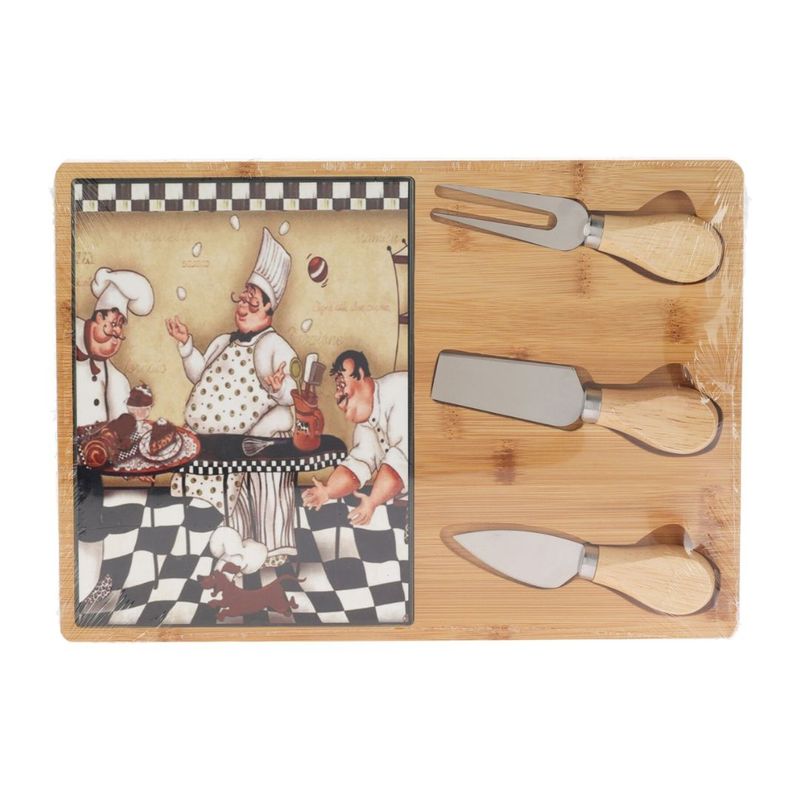 Casa si Gradina - Bucatarie si vesela - Vesela si tacamuri - Platouri de bucatarie - Platou pentru branzeturi din bambus si dolomit – set cu 3 ustensile, 4 modele disponibile - Infinity.ro